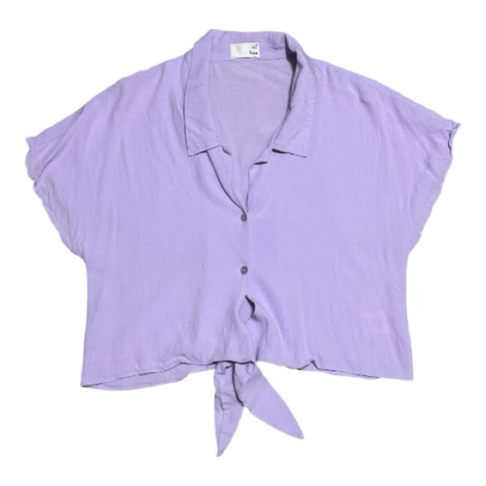 060 WILFRED FREE Aritzia Women's Tie Front Blouse - Lilac, Medium - Picture 3 of 6